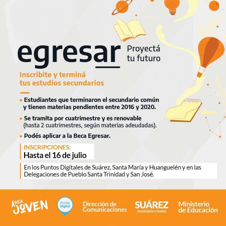 Última semana para inscribirte en el programa EGRESAR