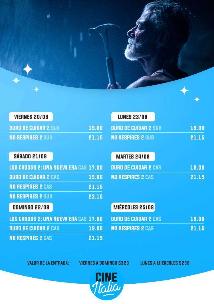 Cartelera del Cine Italia para este fin de semana