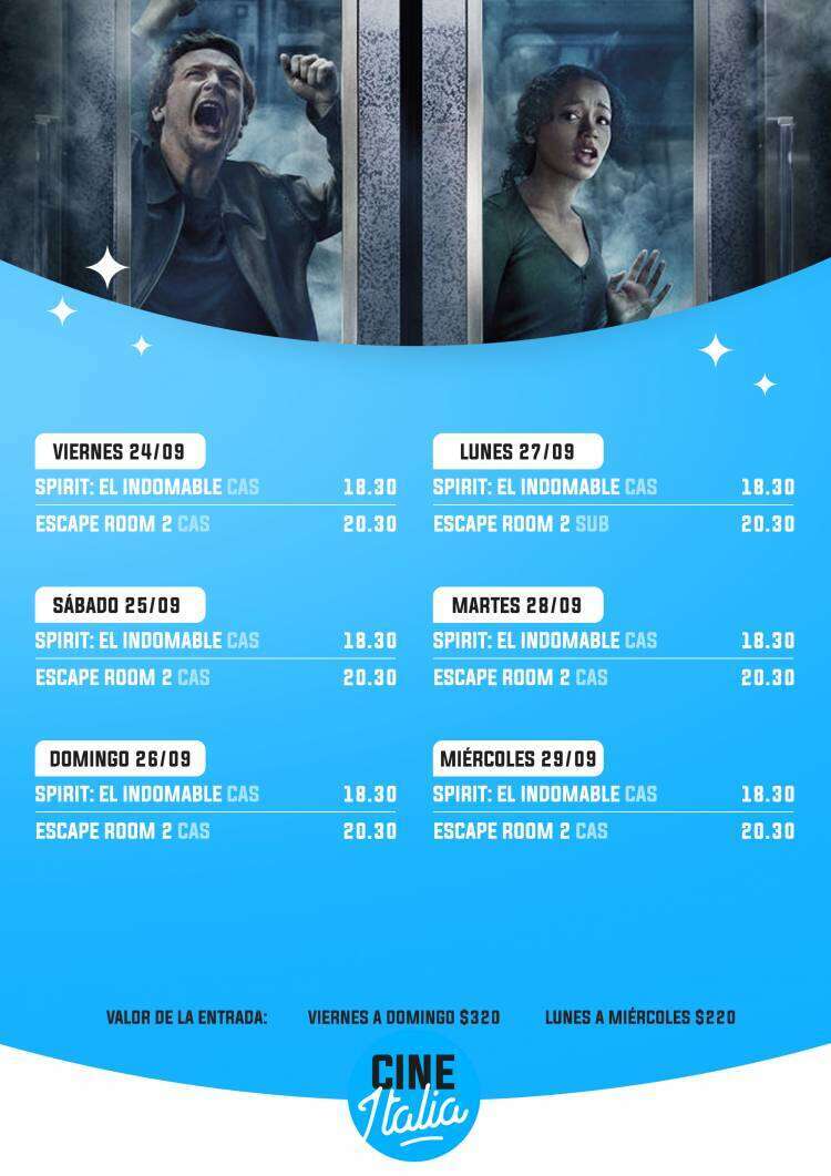 Cartelera del Cine Italia para este fin de semana