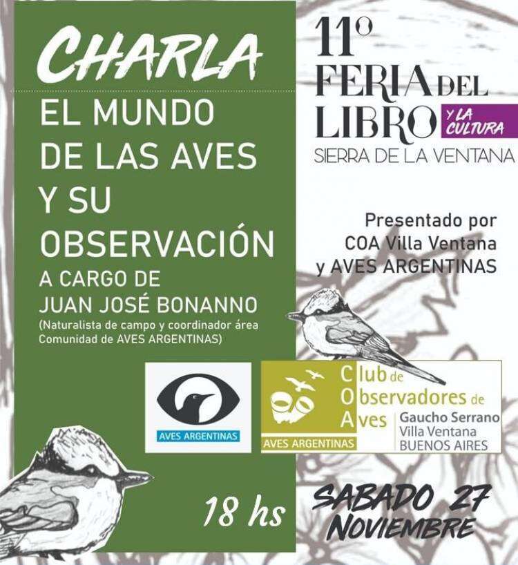 El Club de Observadores de Aves invita a la comunidad a la 11º Feria del libro y la Cultura en Sierra