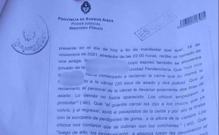 Internos de la cárcel de Saavedra denuncian al personal penitenciario por disparos y golpes