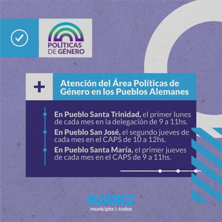 Atención del Área Políticas de Género en los Pueblos Alemanes