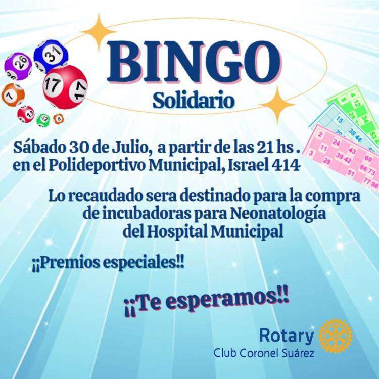 Bingo Solidario del Rotary Club para colaborar con el área de neonatología del Hospital Municipal