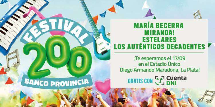 Banco Provincia celebra su bicentenario con un festival de música en el Estadio Único