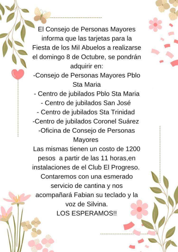El Consejo de Personas Mayores palpita la 18° edición de la Fiesta de los 1.000 Abuelos