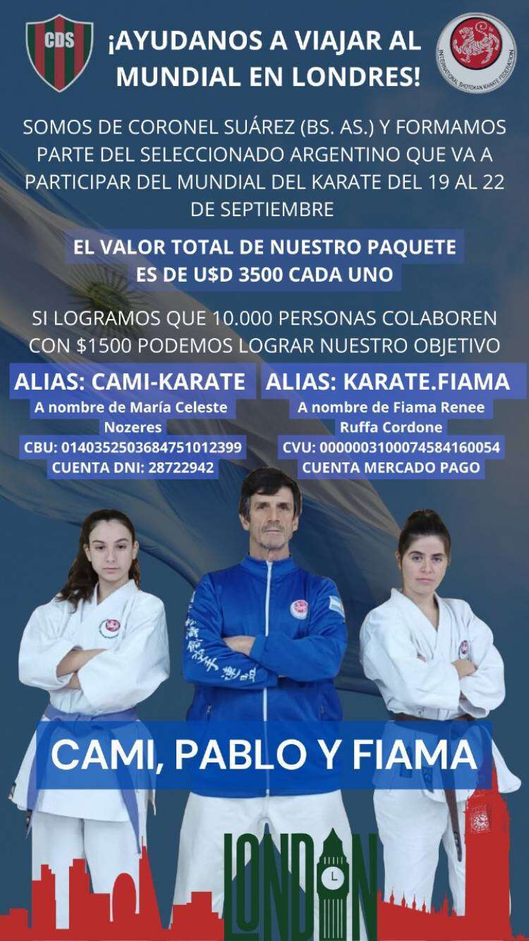 Dos suarenses integran el seleccionado nacional de Karate que irá al Mundial de Londres 