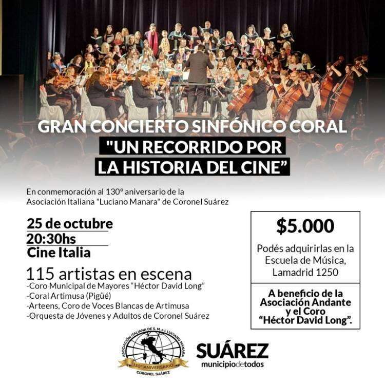 Gran concierto sinfónico coral "Un recorrido por la historia del cine"