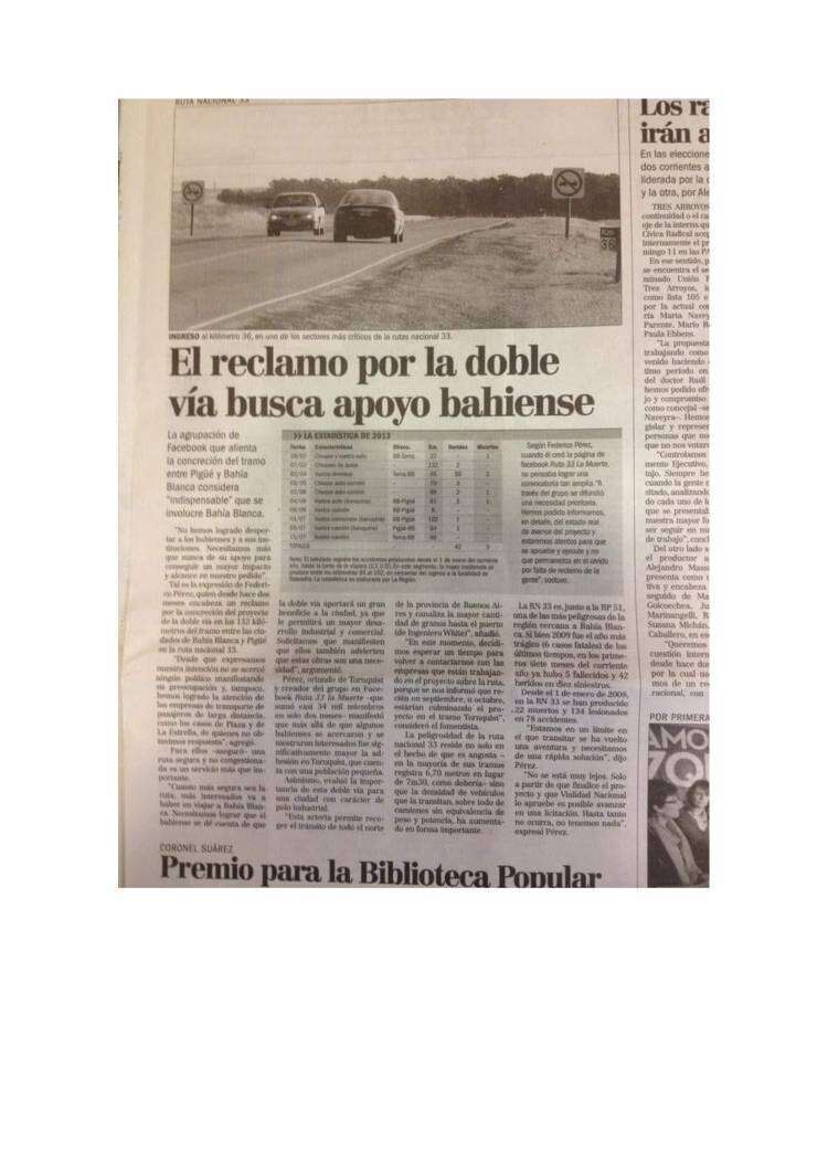 RECLAMO DE ARREGLO:  Ruta 33, Tornquist - Bahía Blanca