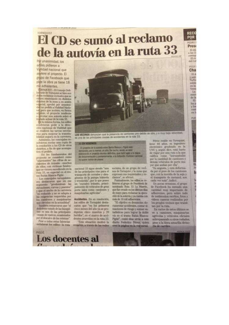 RECLAMO DE ARREGLO:  Ruta 33, Tornquist - Bahía Blanca