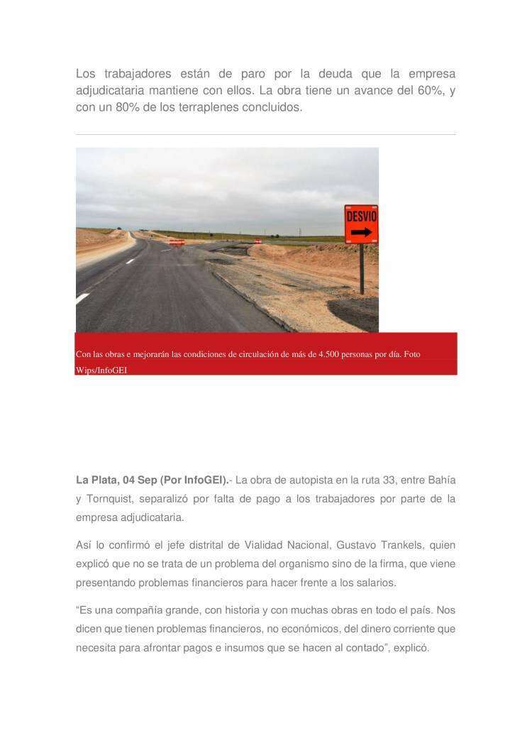 RECLAMO DE ARREGLO:  Ruta 33, Tornquist - Bahía Blanca