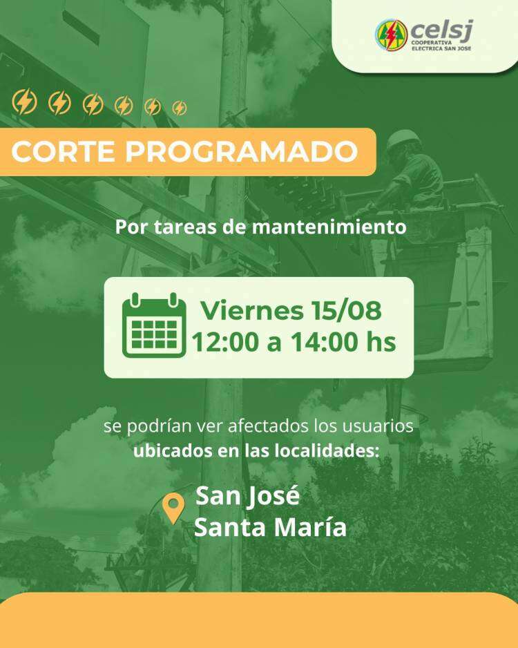 Corte programado por tareas de mantenimiento