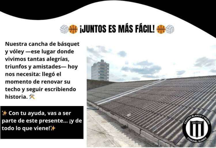 Blanco y Negro lanzó una campaña para renovar el techo del gimnasio