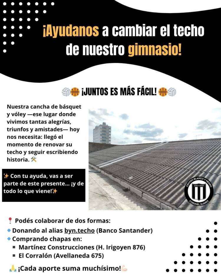 Blanco y Negro lanzó una campaña para renovar el techo del gimnasio