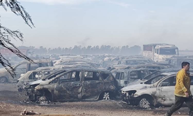 Incendio en la Ruta 51: afectó autos secuestrados por la Justicia