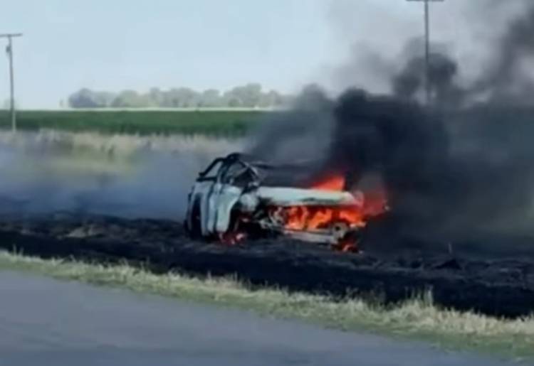 CHOQUE, VUELCO E INCENDIO EN LA RUTA 85