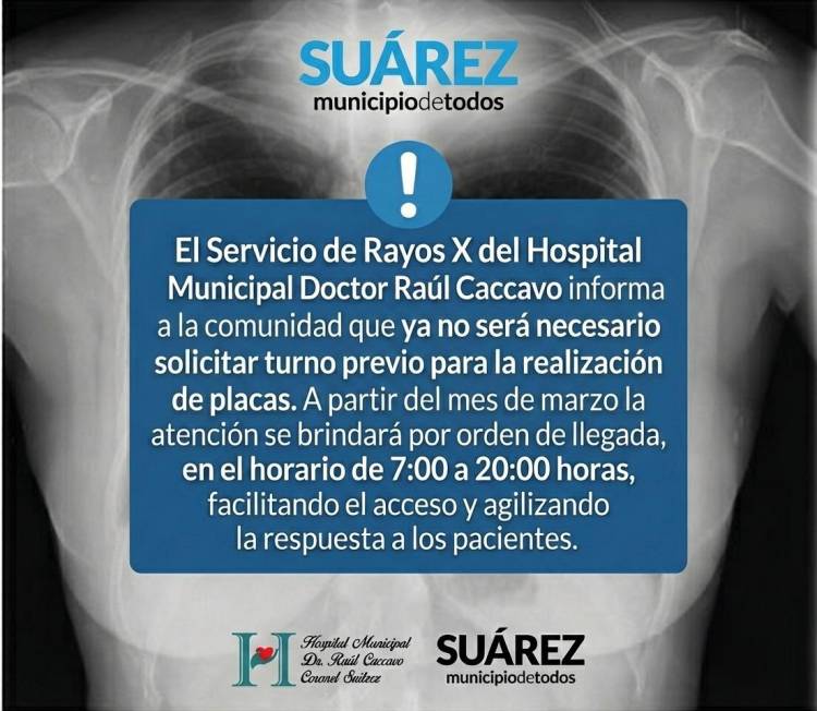 Nuevo sistema de atención en Rayos X: por orden de llegada