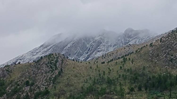 Nevó en la comarca serrana: las cumbres se cubrieron de blanco