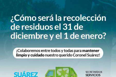 ¿Cómo será la recolección de residuos el 31 de diciembre y el 1 de enero?