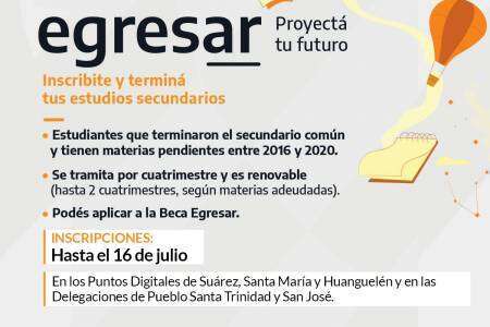 Última semana para inscribirte en el programa EGRESAR