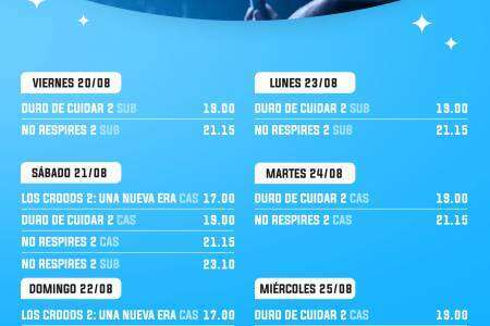 Cartelera del Cine Italia para este fin de semana