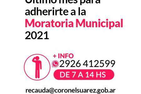 Último mes para adherirte a la moratoria municipal 2021