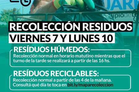 Horario de recolección de residuos Feriados Nacionales