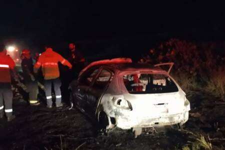 Se les cruzó un carpincho, lo chocaron y el auto se prendió fuego 