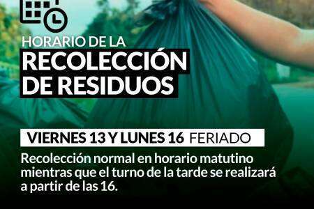 Horario de recolección de residuos Feriado Nacional