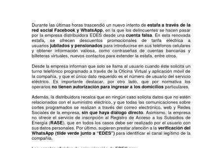 Intentan realizar estafas en nombre de EDES