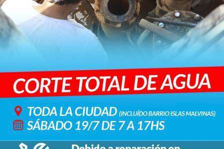 CORTE TOTAL DE AGUA TOTAL – SÁBADO 19 DE JULIO