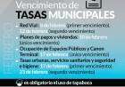 Vencimiento de tasas municipales del mes de febrero