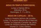 Horarios de misas en el mes de diciembre