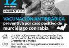 Vacunación antirrábica preventiva por caso positivo de murciélago con rabia