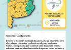 Alerta amarillo por tormenta para éste jueves